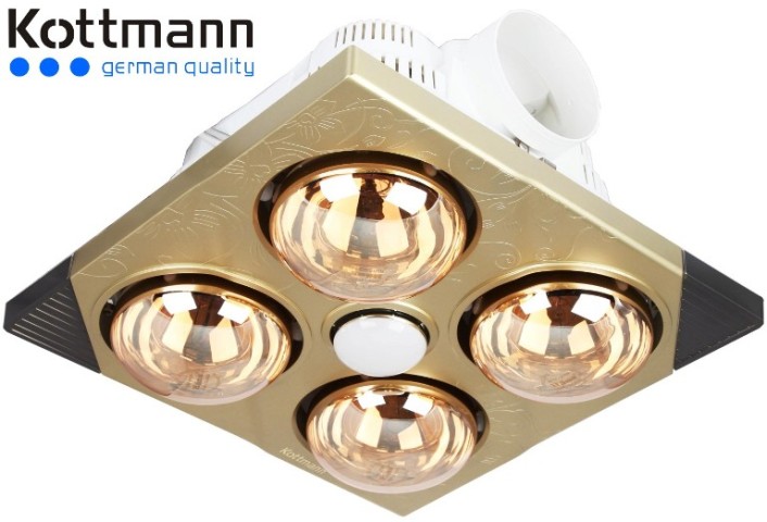 Đèn sưởi nhà tắm Kottmann 4 bóng âm trần mang lại sự tiện lợi nhất cho khách hàng, tiết kiệm điện