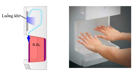 máy sấy tay mitsubishi thiết kế khoang  sấy rộng rãi